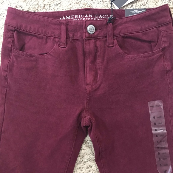 American Eagle Maroon Jegging NWT Size 6 Short - Picture 3 of 7